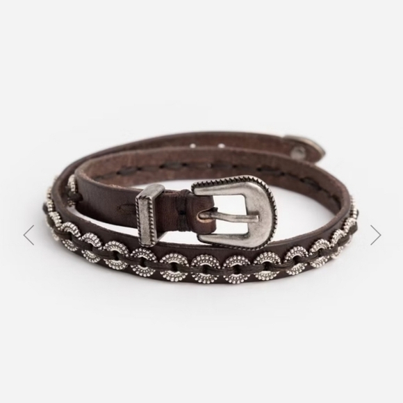 Johnny Was Fibbia Italian Leathet Wrap Bracelet In Brown And Silver NWT - Picture 2 of 9